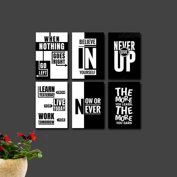 Set of 6 Wooden Canvas Frames Motivational Quotes
