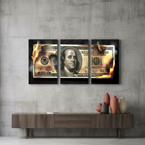 Dollar Wooden Sticky Wall Art – 3 Piece Modern Decorative Frame Set
