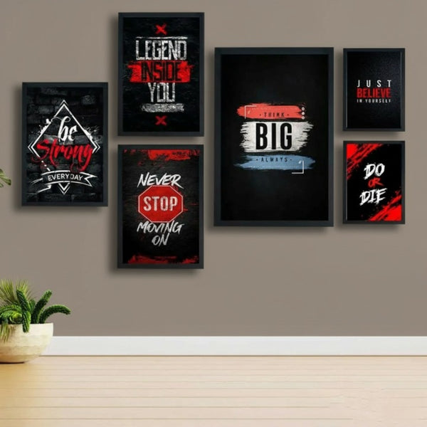 Motivational Wooden Wall Art Frame Set – 6 Pcs Inspirational Quotes